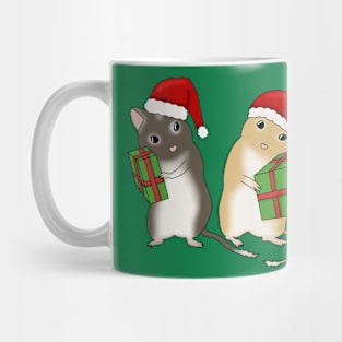 Two cute gerbils with Christmas hats and presents Mug